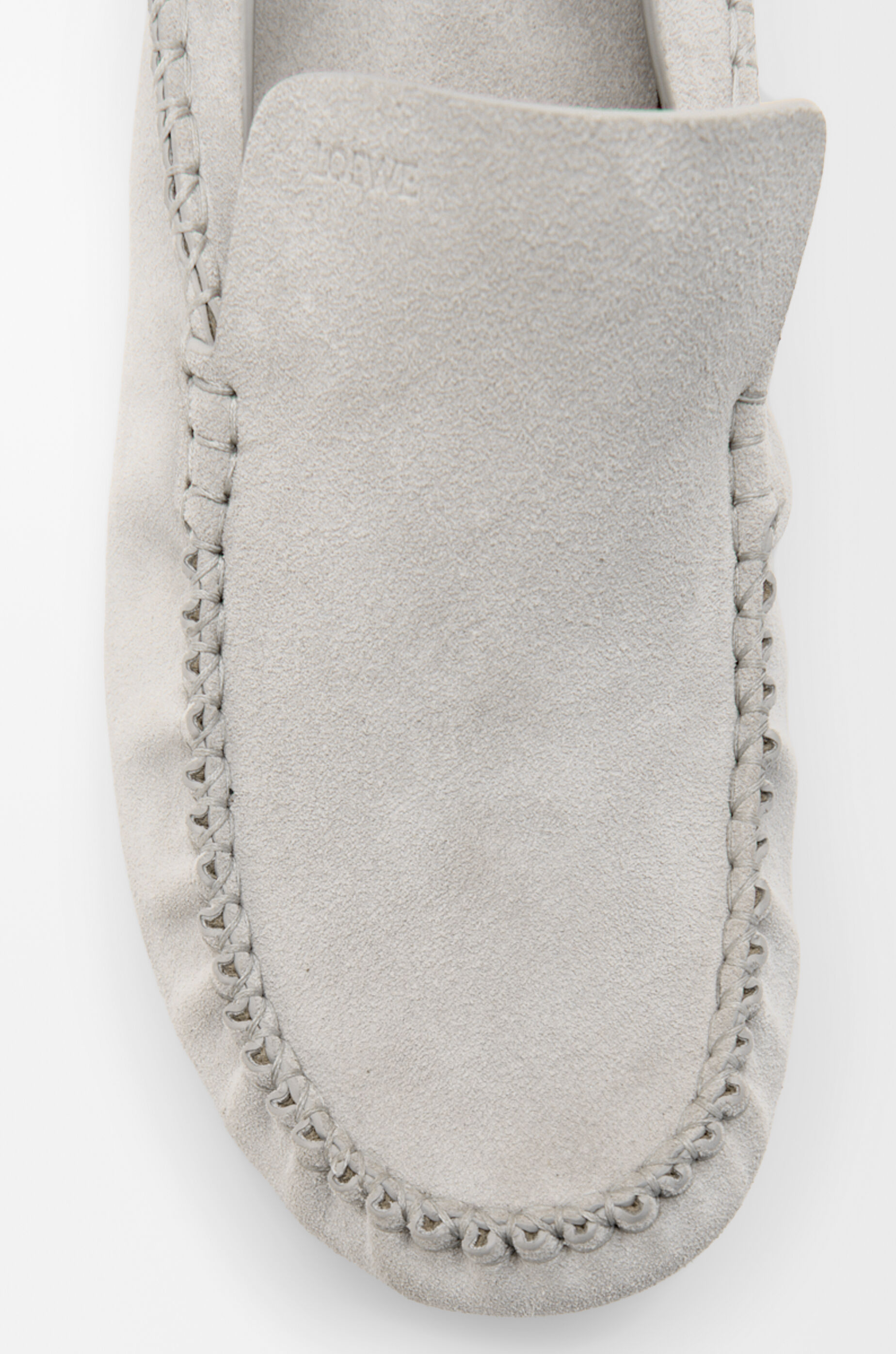 LOEWE Rambla driving loafer in suede calfskin Light Grey