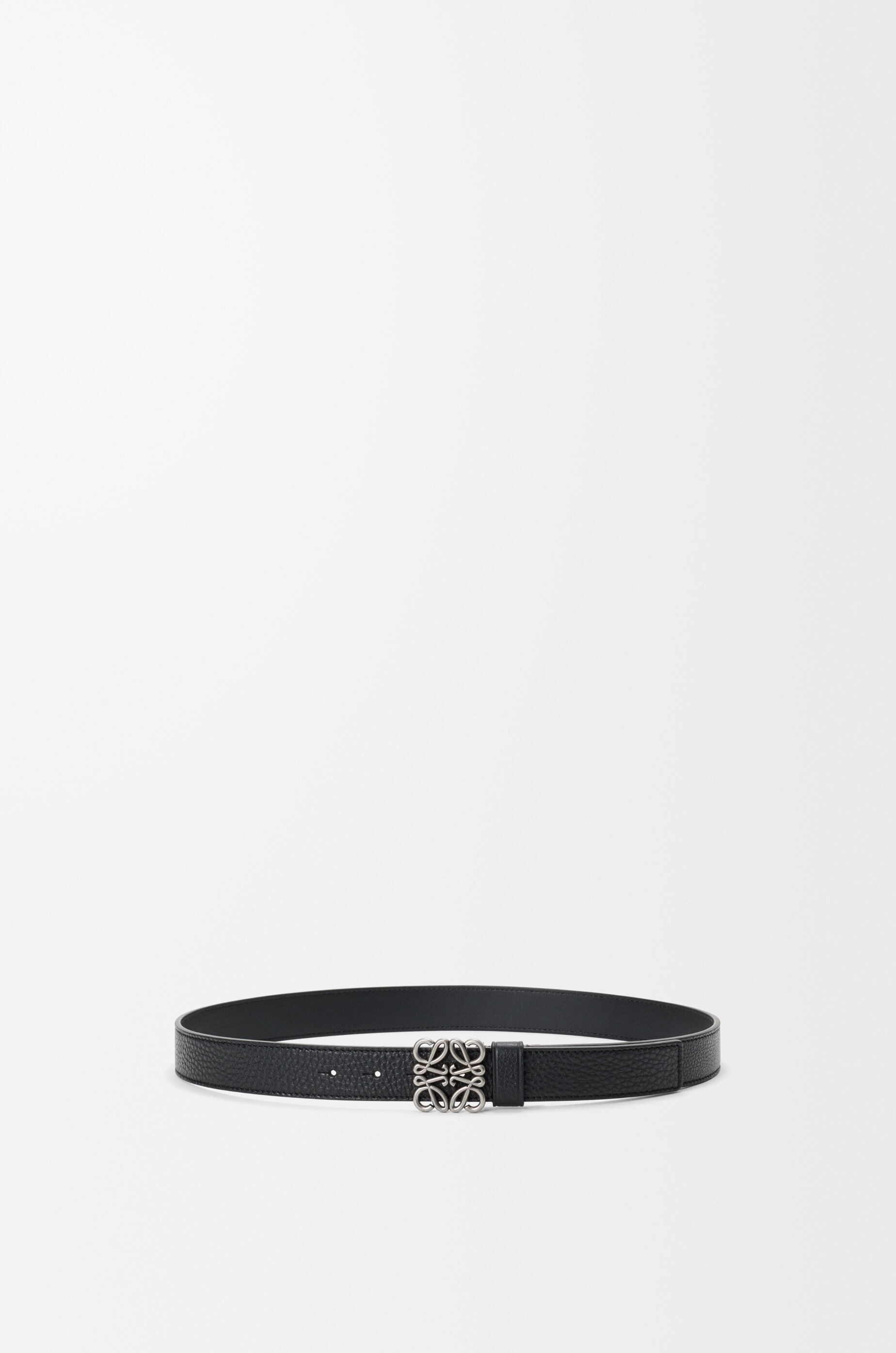 LOEWE Chunky Anagram belt in supple grained calfskin Black/Vintage Palladium