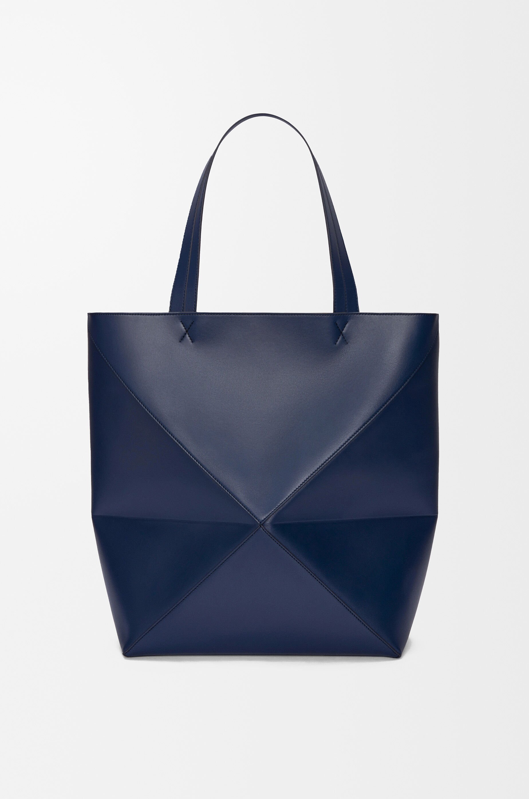 LOEWE XL Puzzle Fold tote in shiny calfskin Abyss Blue