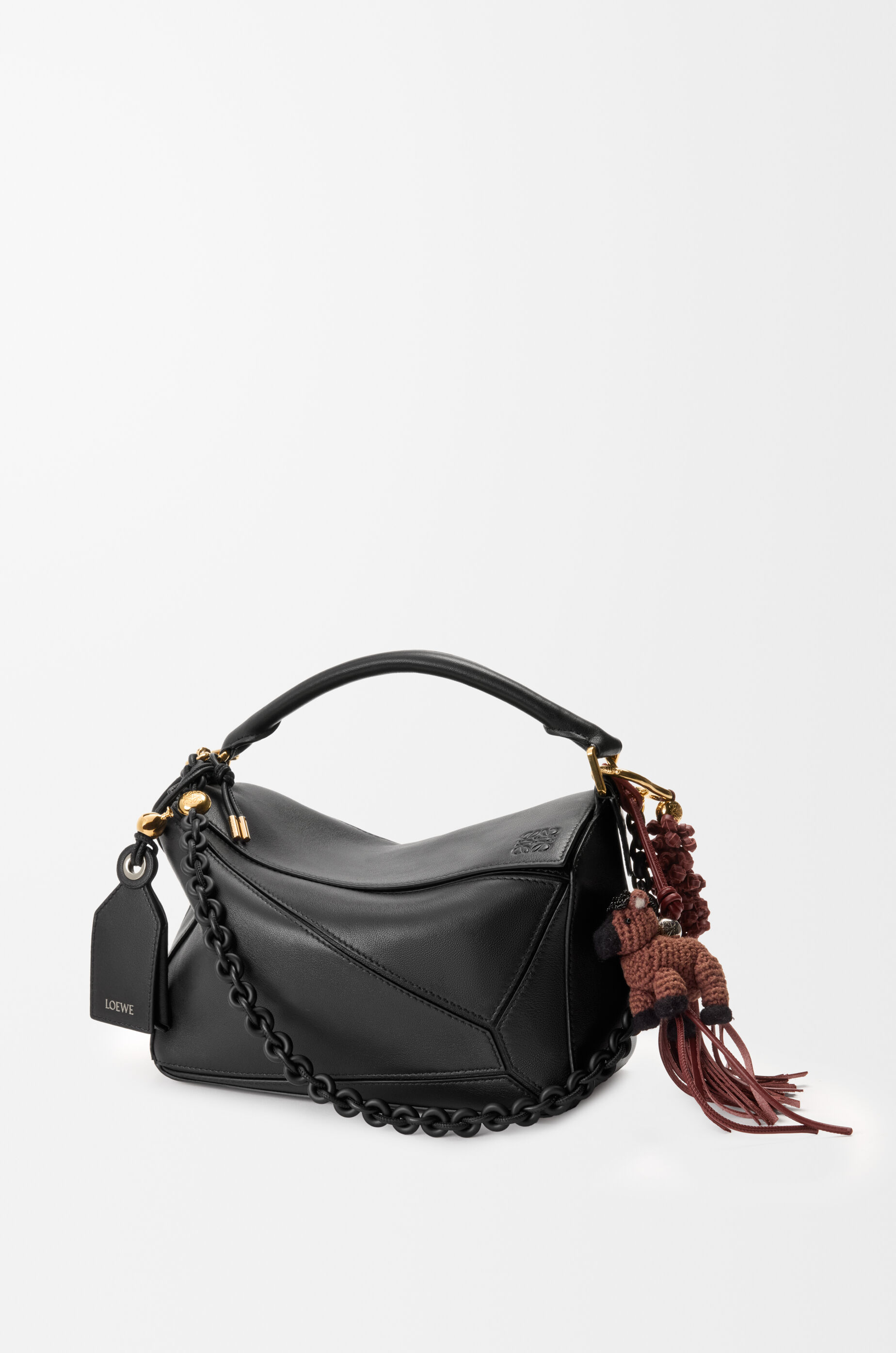 LOEWE Donut chain strap in calfskin Black