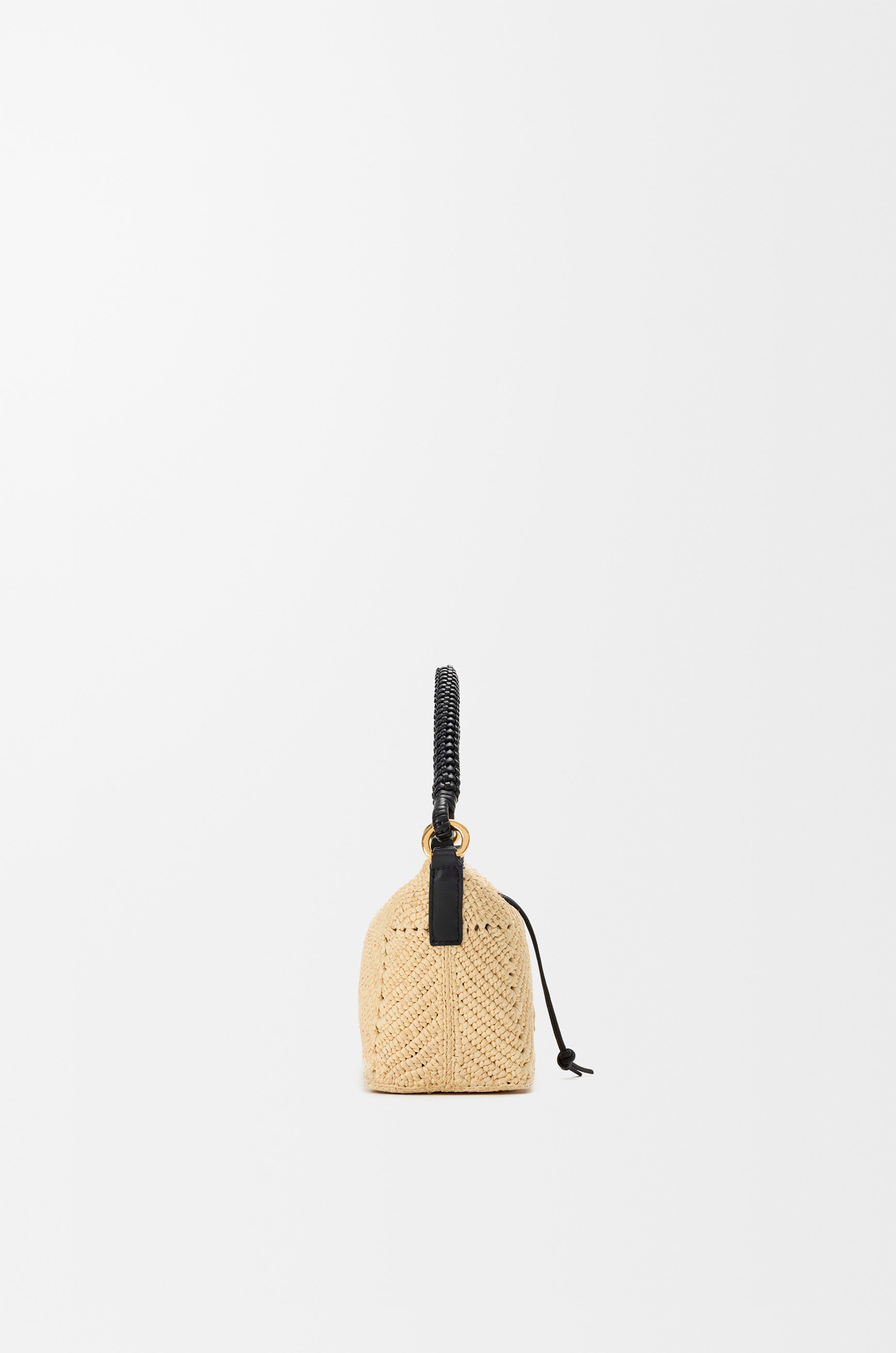 LOEWE Cala mini bag in classic calfskin and raffia Natural/Black