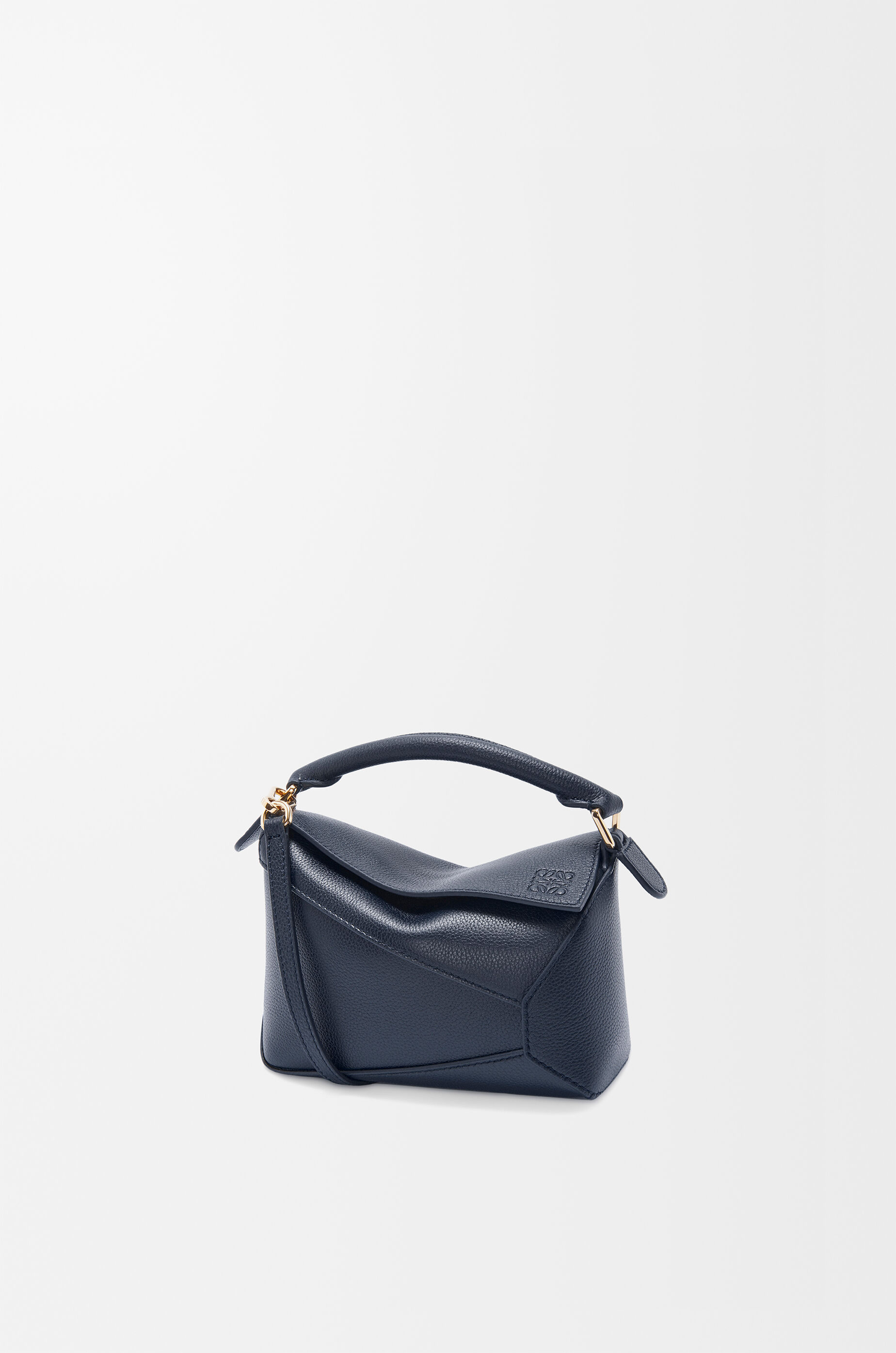 LOEWE Mini Puzzle Edge bag in soft grained calfskin Deep Navy