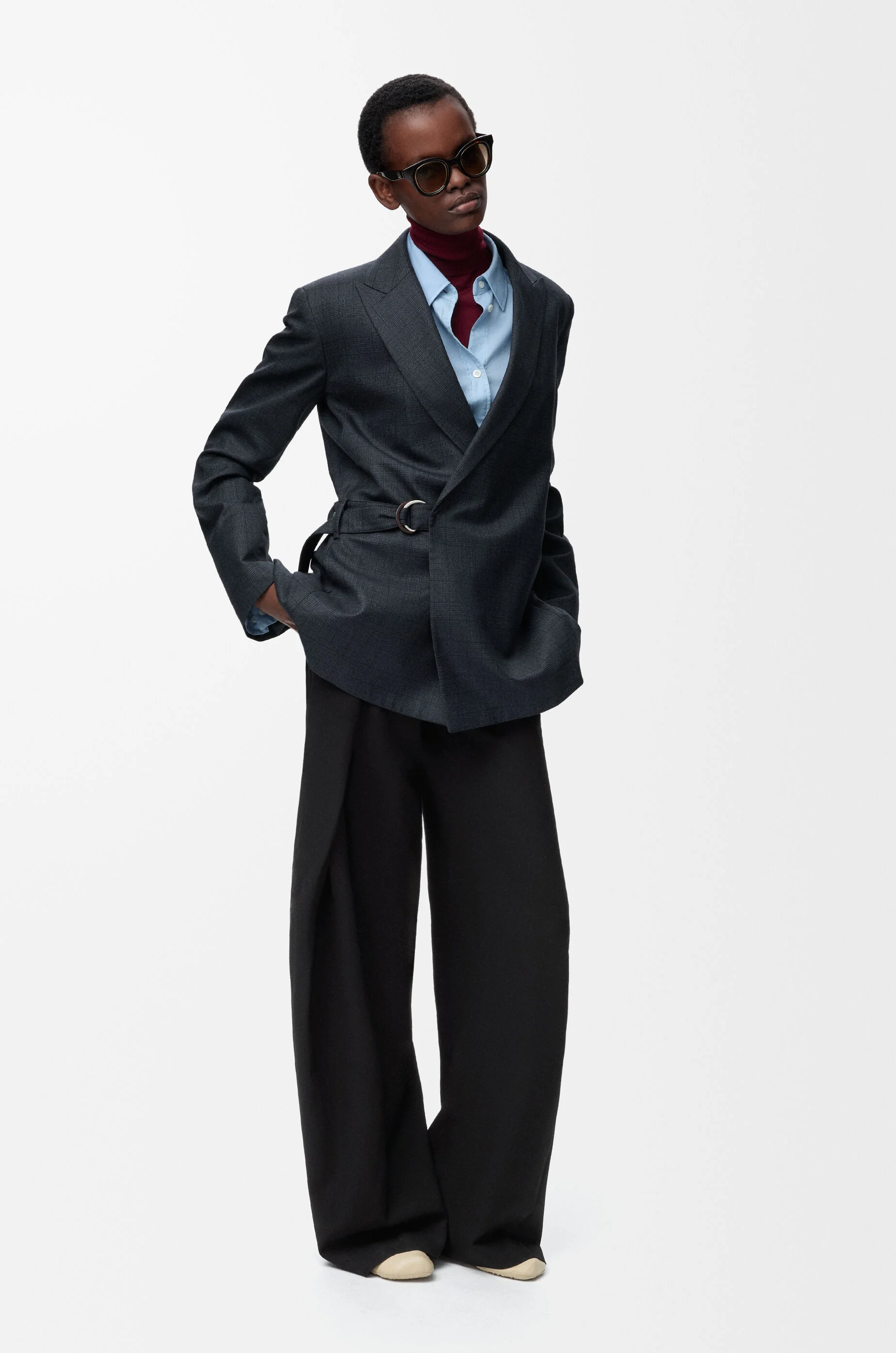 LOEWE Belted trousers in wool Black