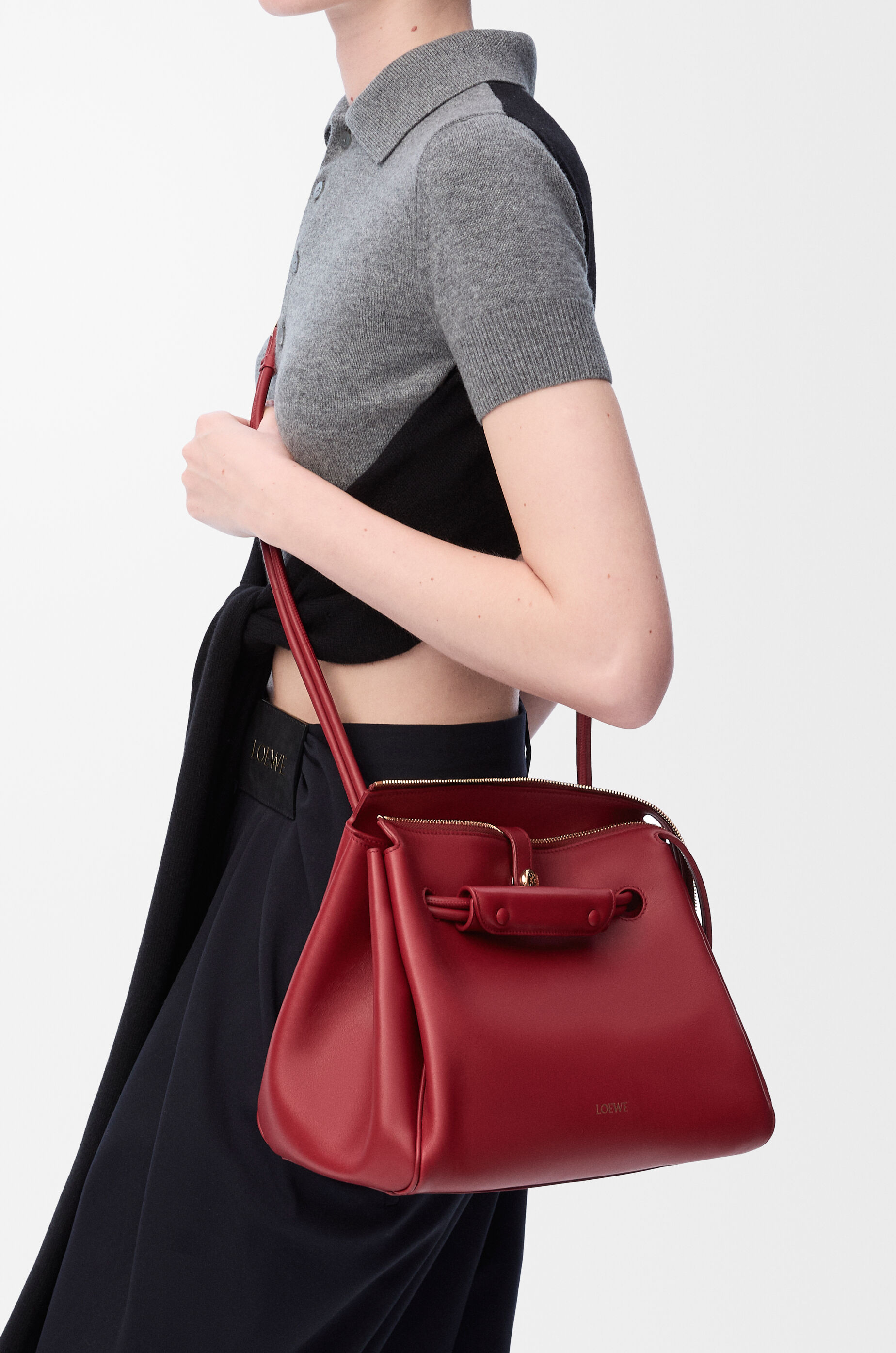 LOEWE Medium Madrid bag in supple calfskin Burnt Red