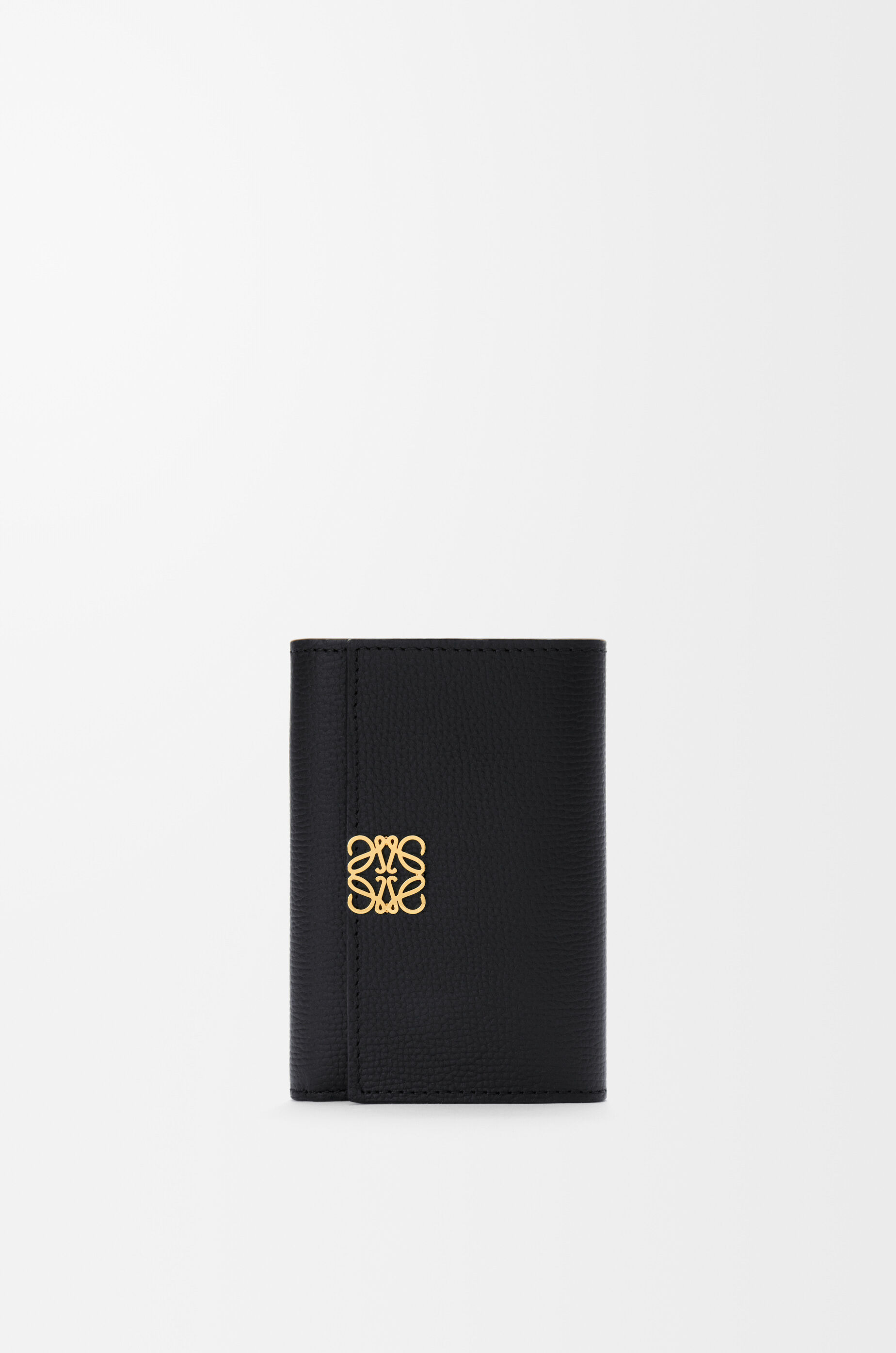 LOEWE Anagram small vertical wallet in pebble grained calfskin Black/Gold