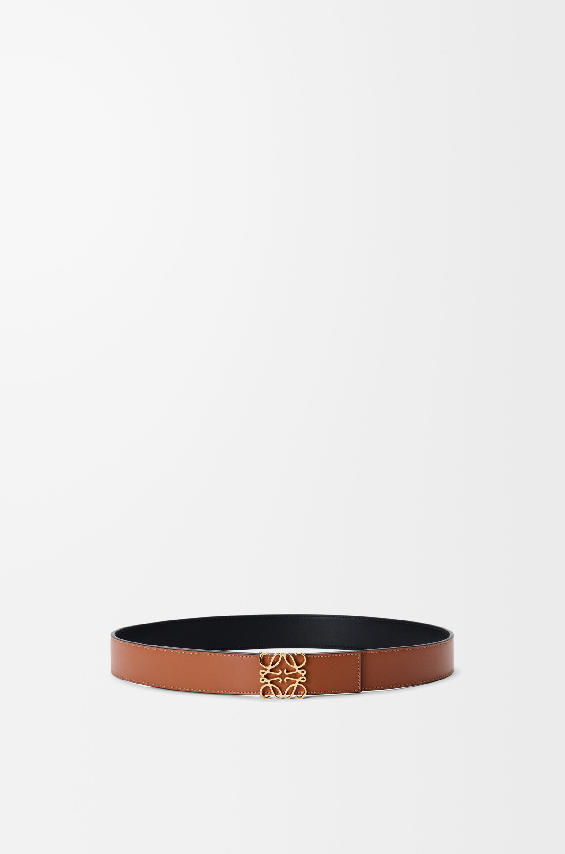 LOEWE Reversible Anagram belt in smooth calfskin Tan/Black/Gold