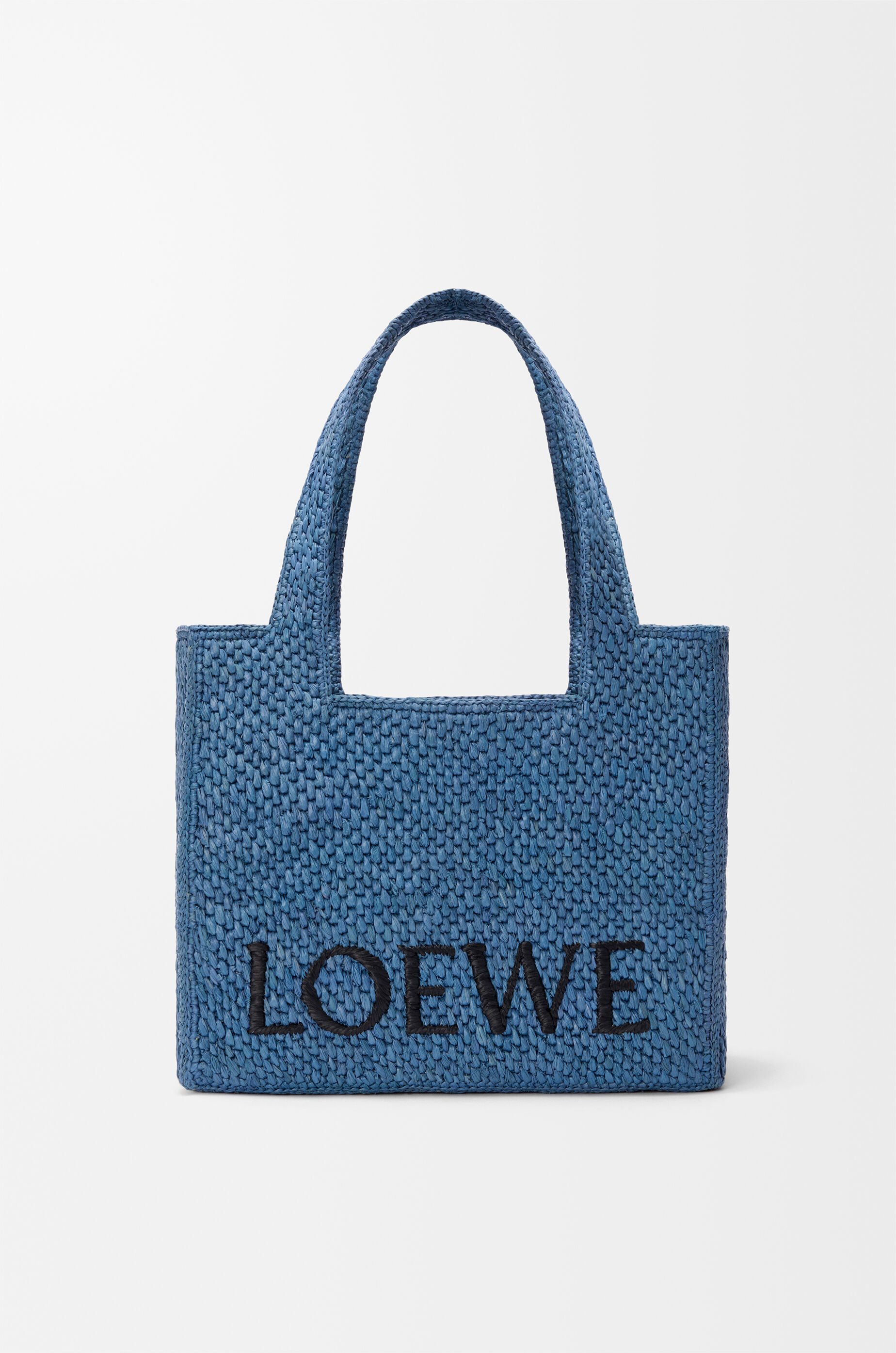 LOEWE Medium LOEWE Font tote in raffia Light Blue