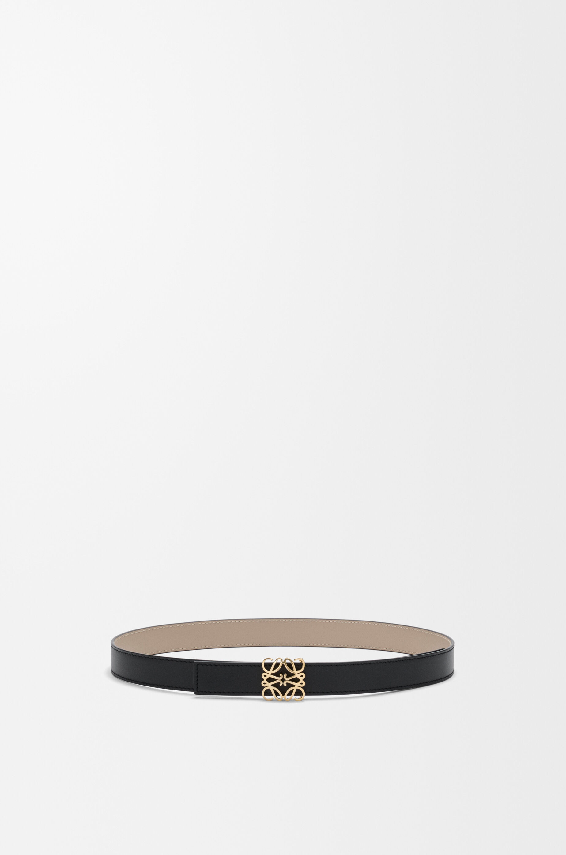 LOEWE Reversible Anagram Bombé belt in smooth calfskin Black/Clay