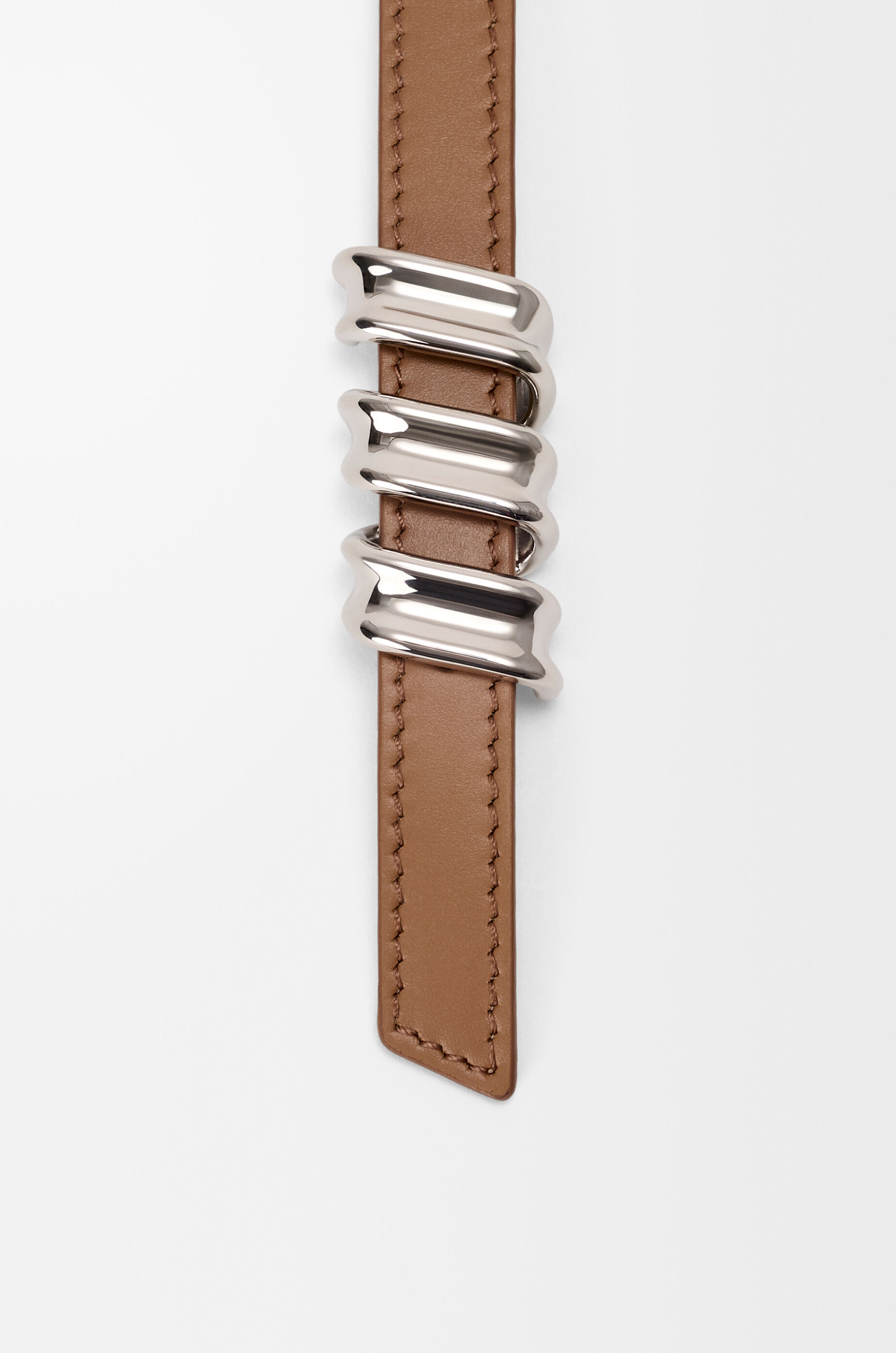 LOEWE Reversible Coil belt in smooth calfskin Mocha/Beige/Silver