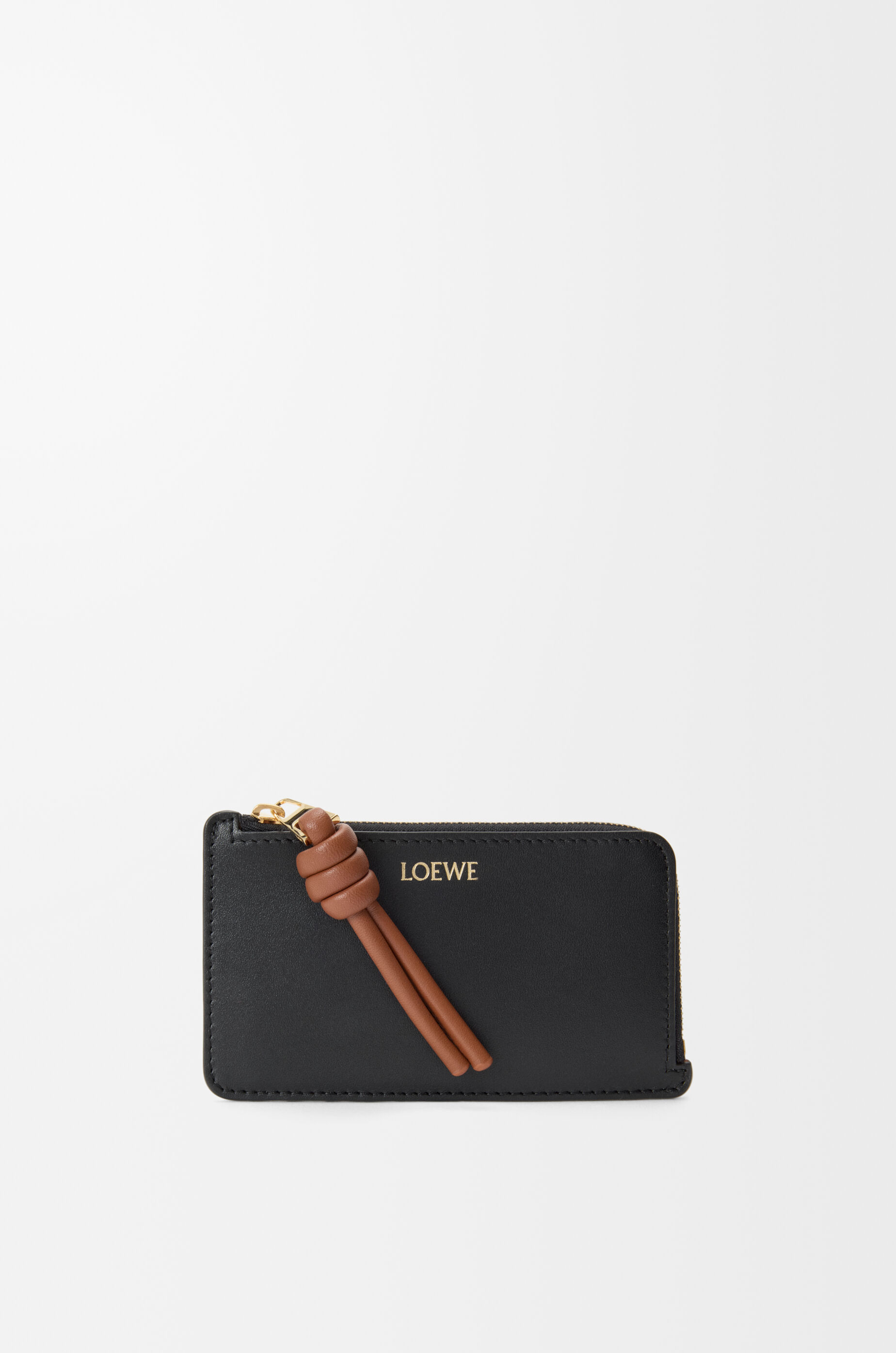 LOEWE Knot coin cardholder in shiny nappa calfskin Black/Squirrel