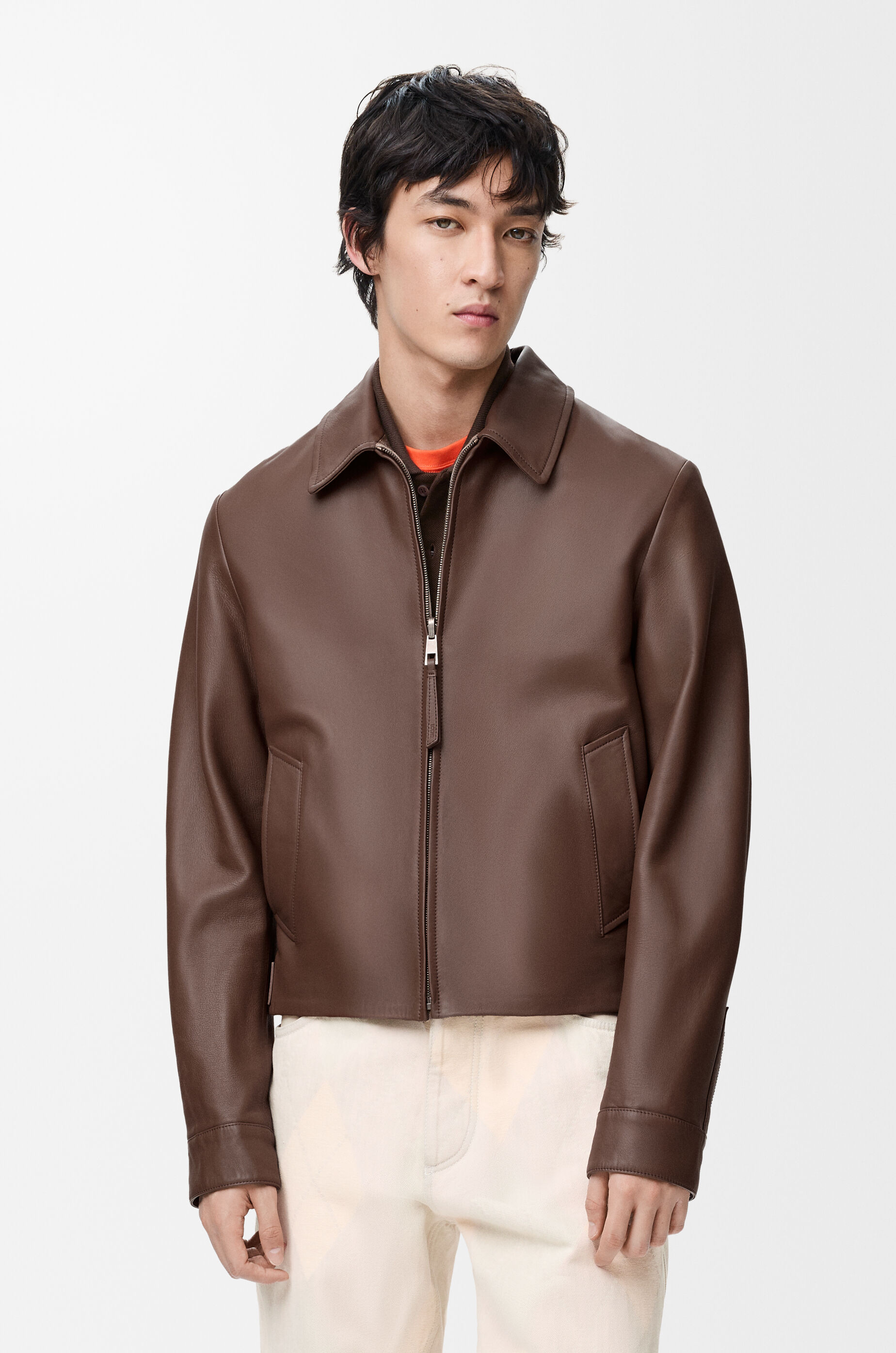 LOEWE Zip-up jacket in nappa lambskin Taupe