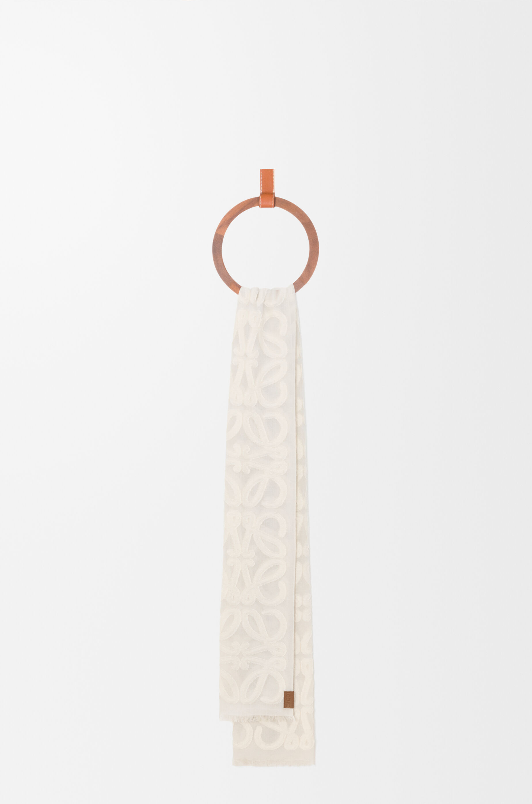 LOEWE Scarf in wool, cotton and silk blend Ecru