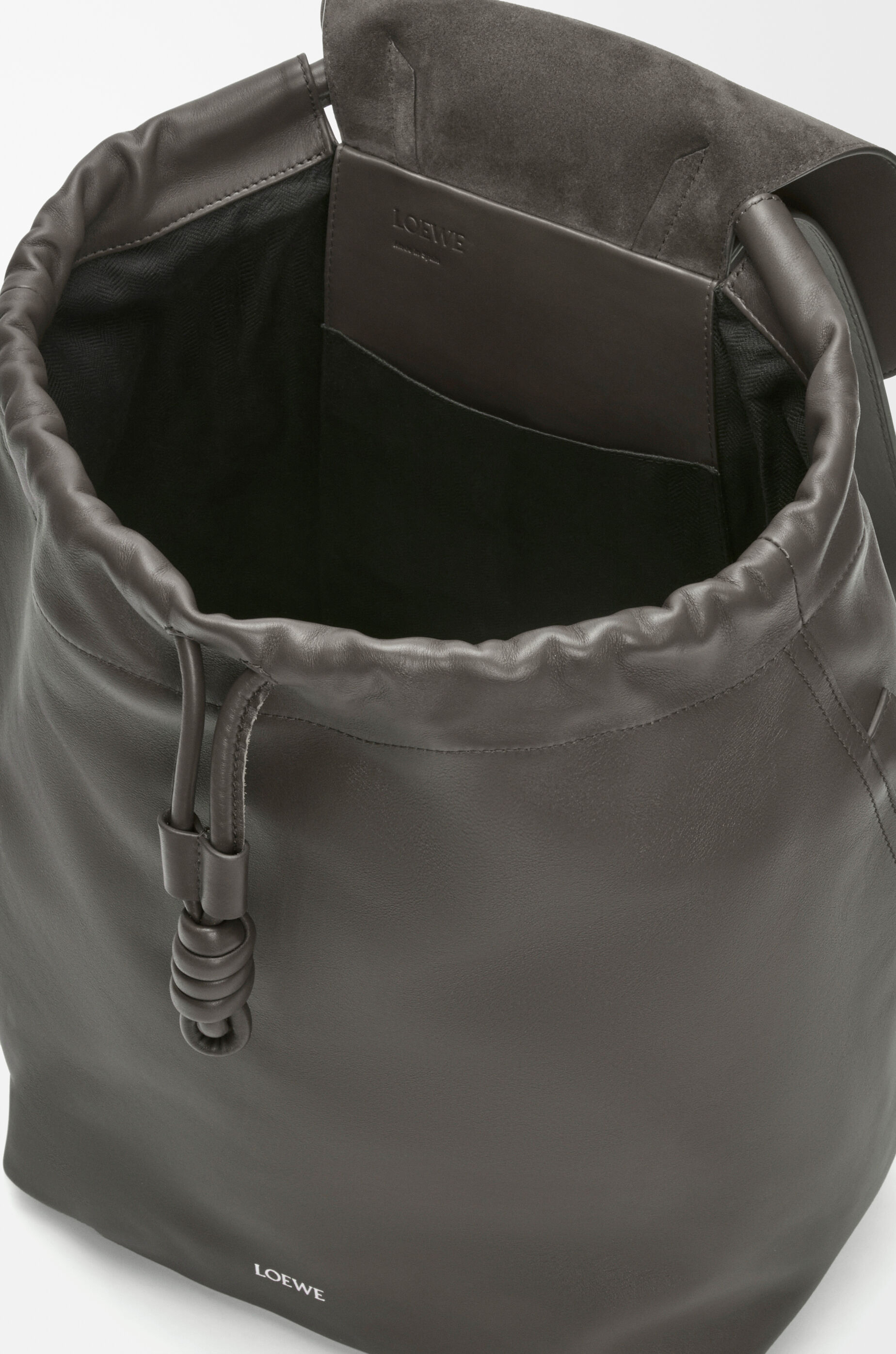 LOEWE Flamenco backpack in shiny supple calfskin Dark Grey