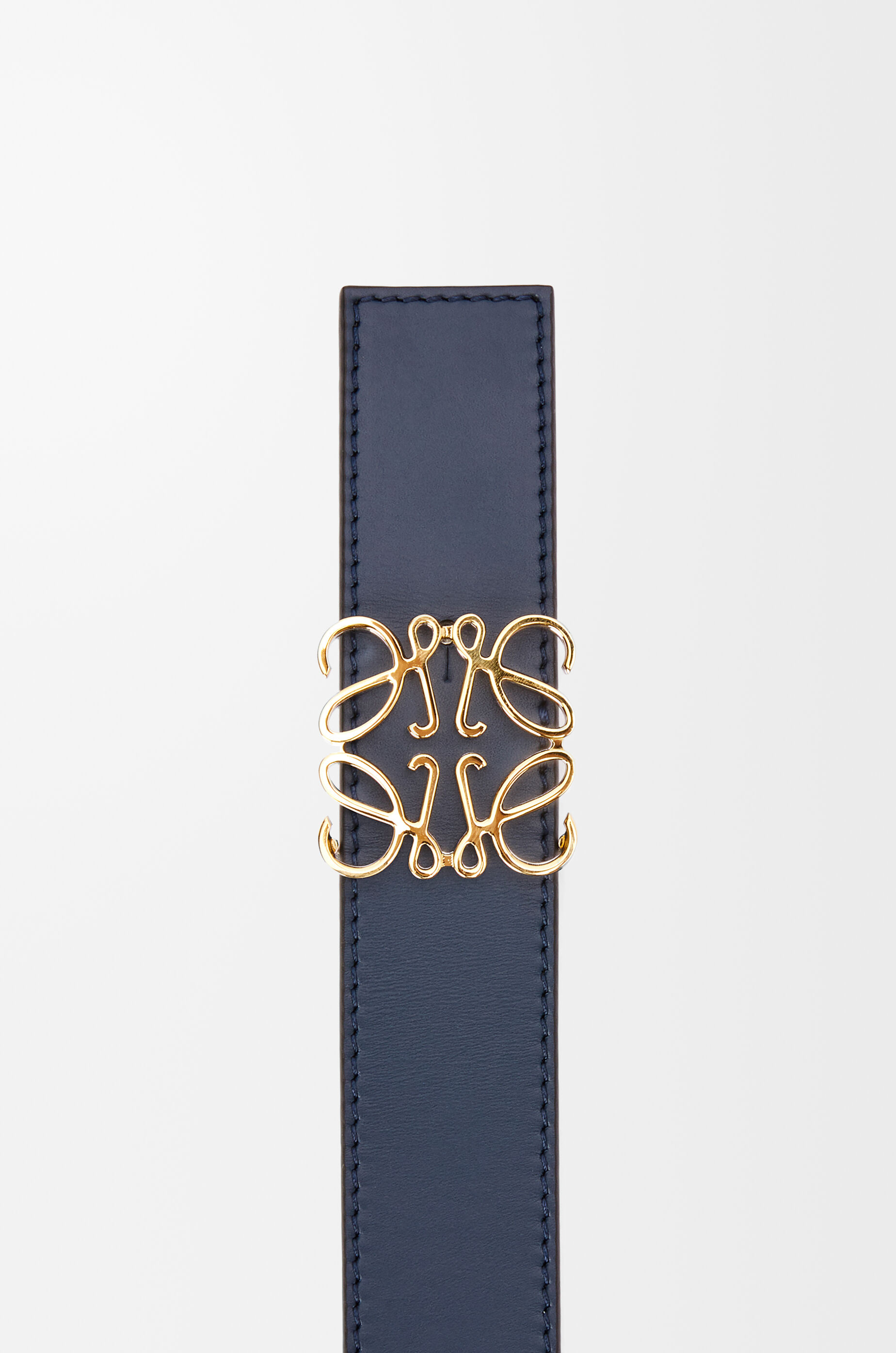 LOEWE Reversible Anagram belt in smooth calfskin Black/Ocean/Gold