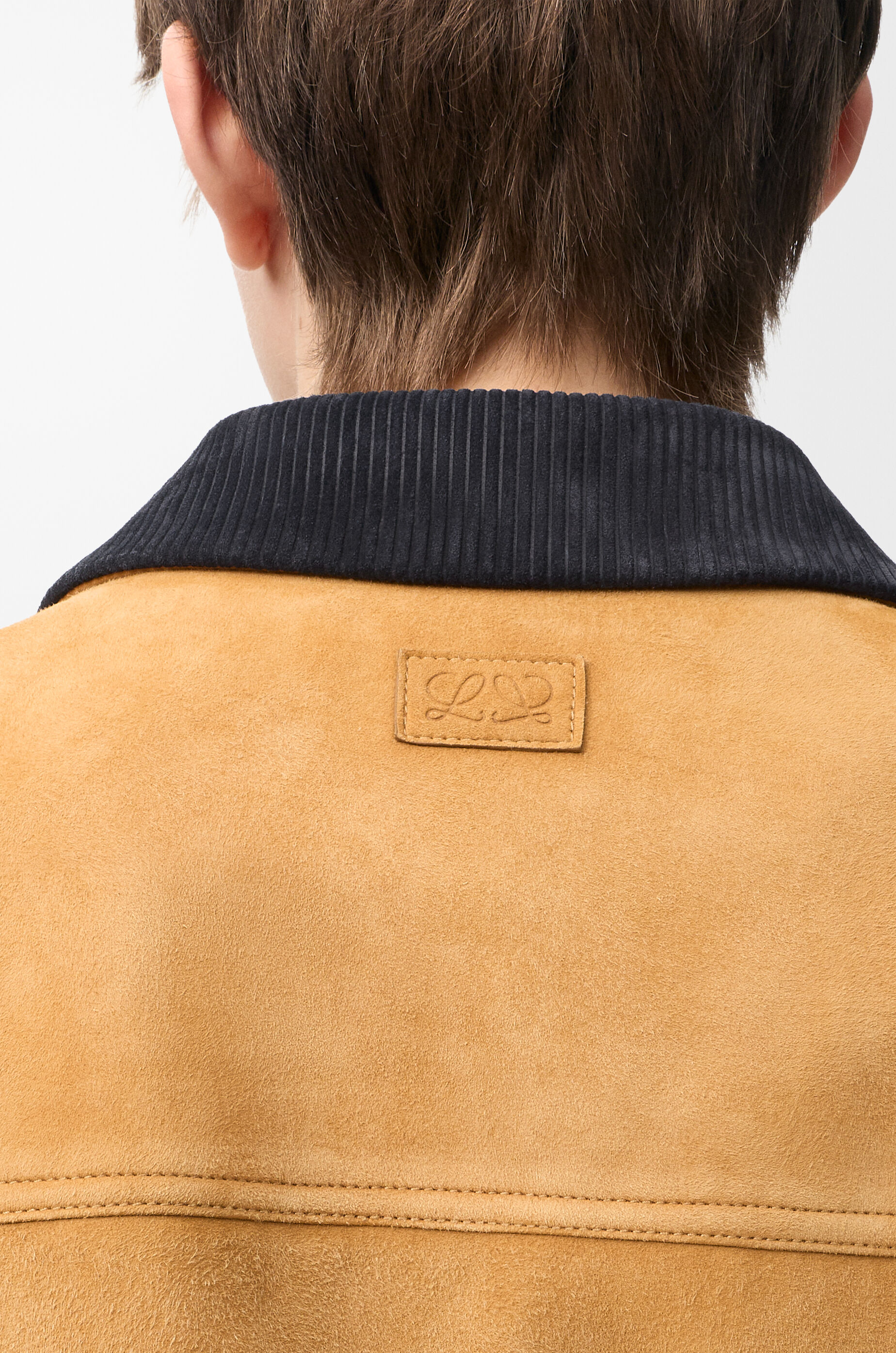 LOEWE Trucker jacket in suede goat skin Camel