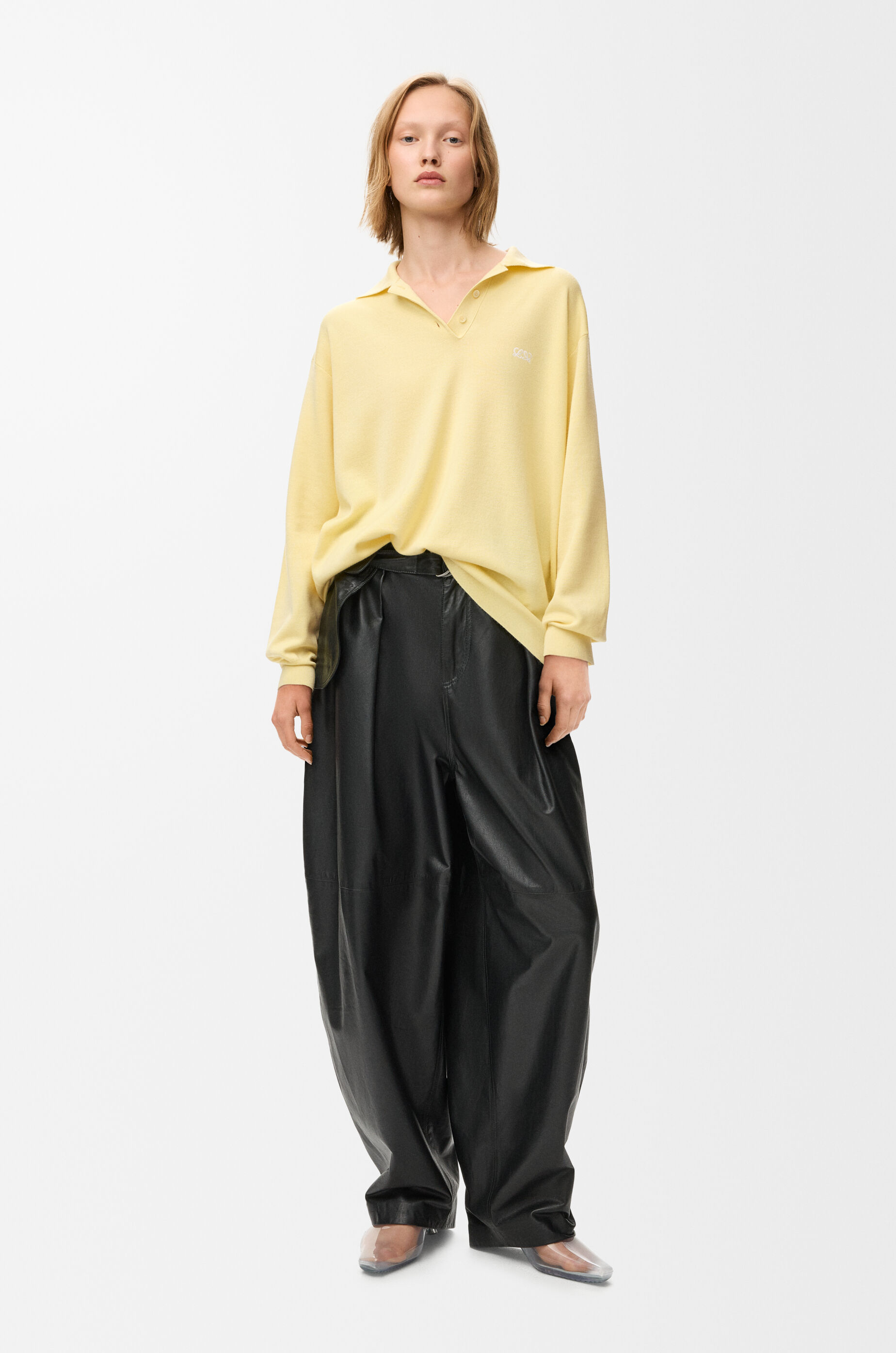 LOEWE Polo sweater in cashmere and silk blend Light Yellow