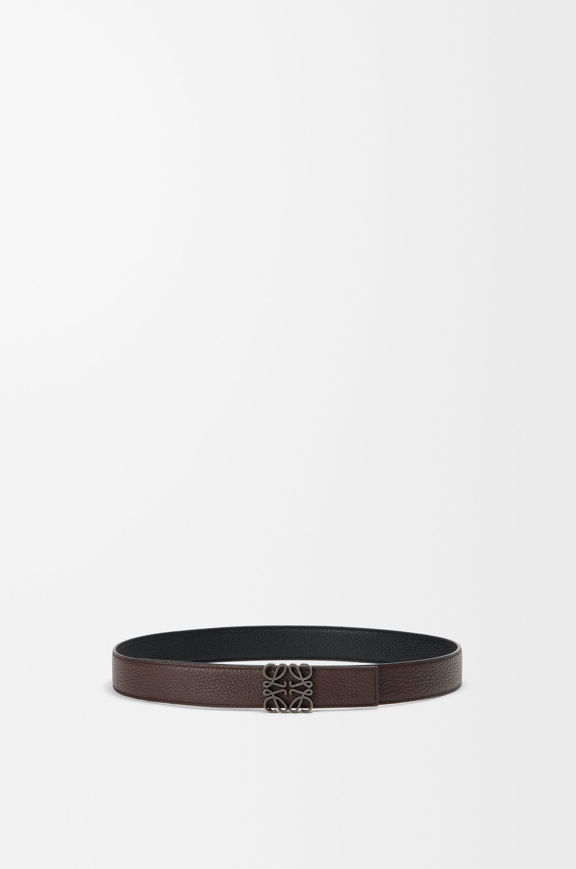 LOEWE Reversible Anagram belt in supple grained calfskin Black/Chocolate/Dark Pal