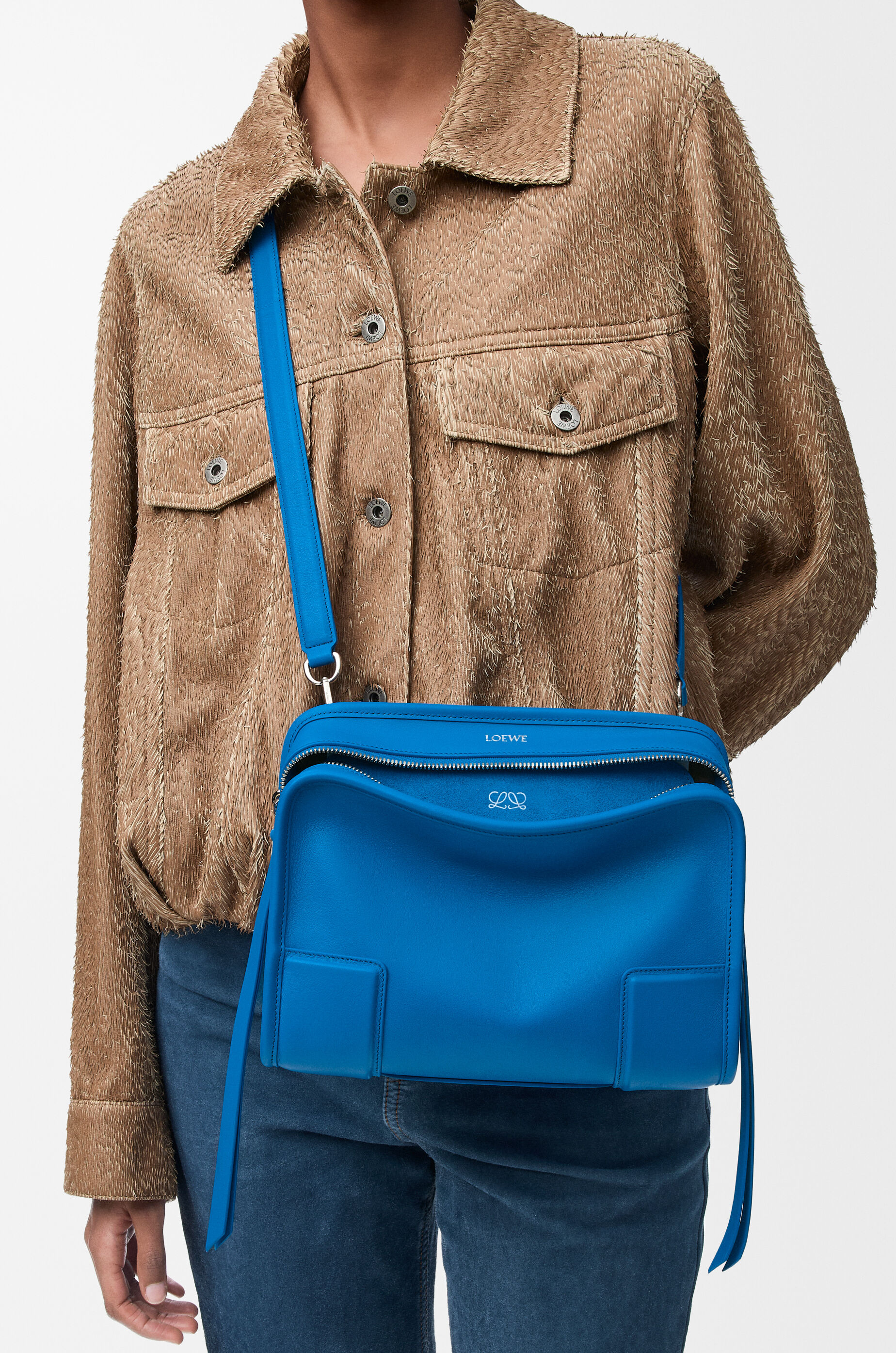 LOEWE Small Amazona 180 bag in soft calfskin Royal Azur