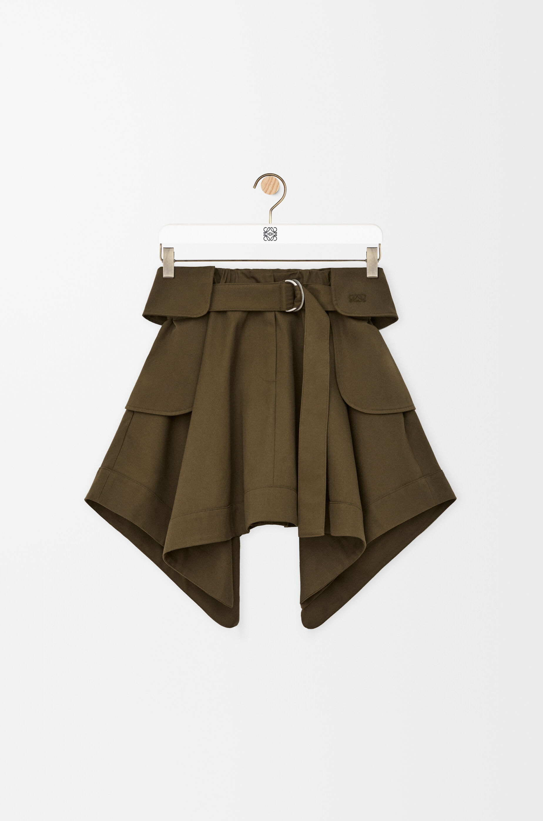 LOEWE Cargo skirt in cotton and silk Khaki Green