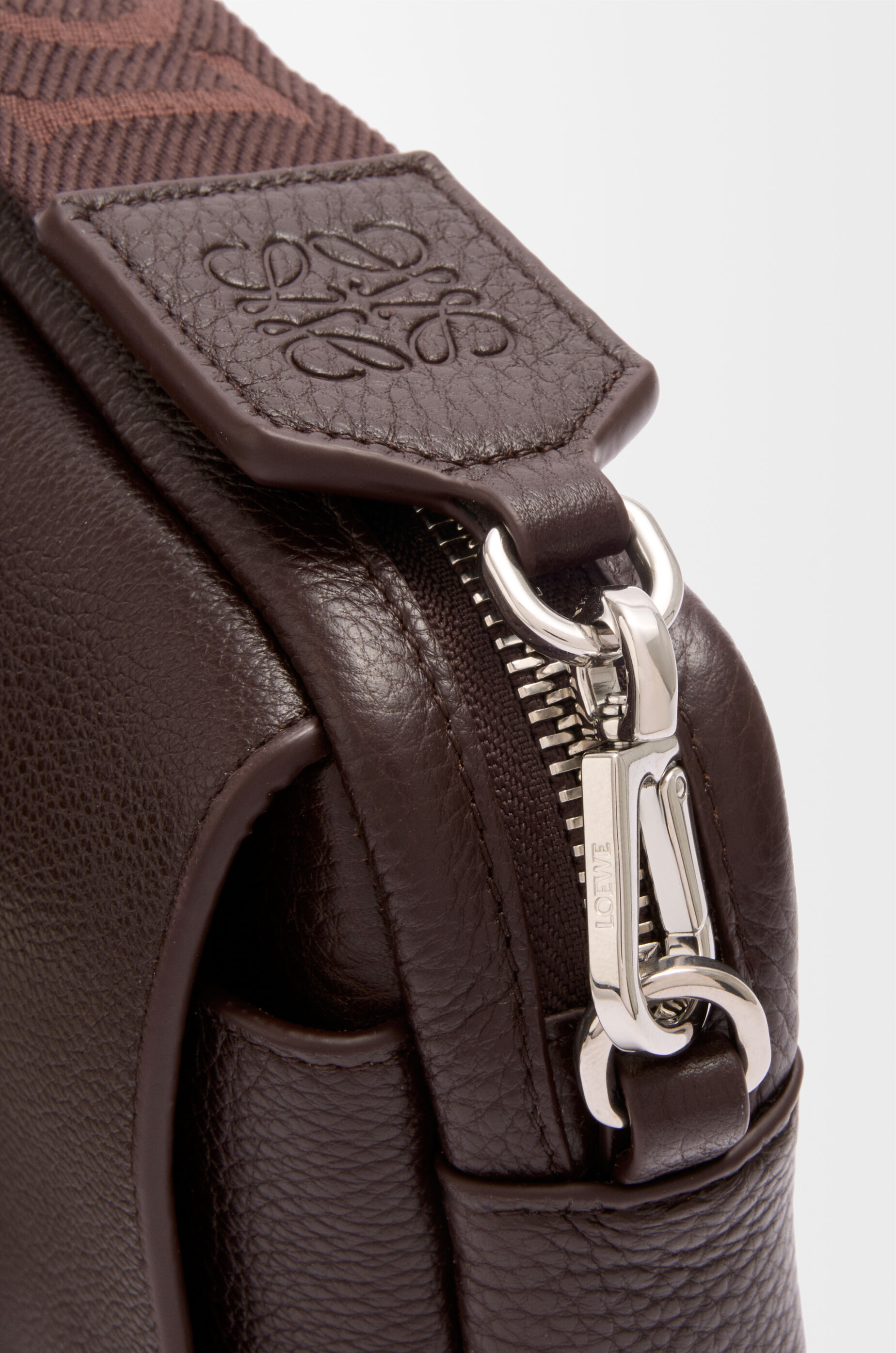 LOEWE Small Pebble messenger bag in supple grained calfskin Oxblood