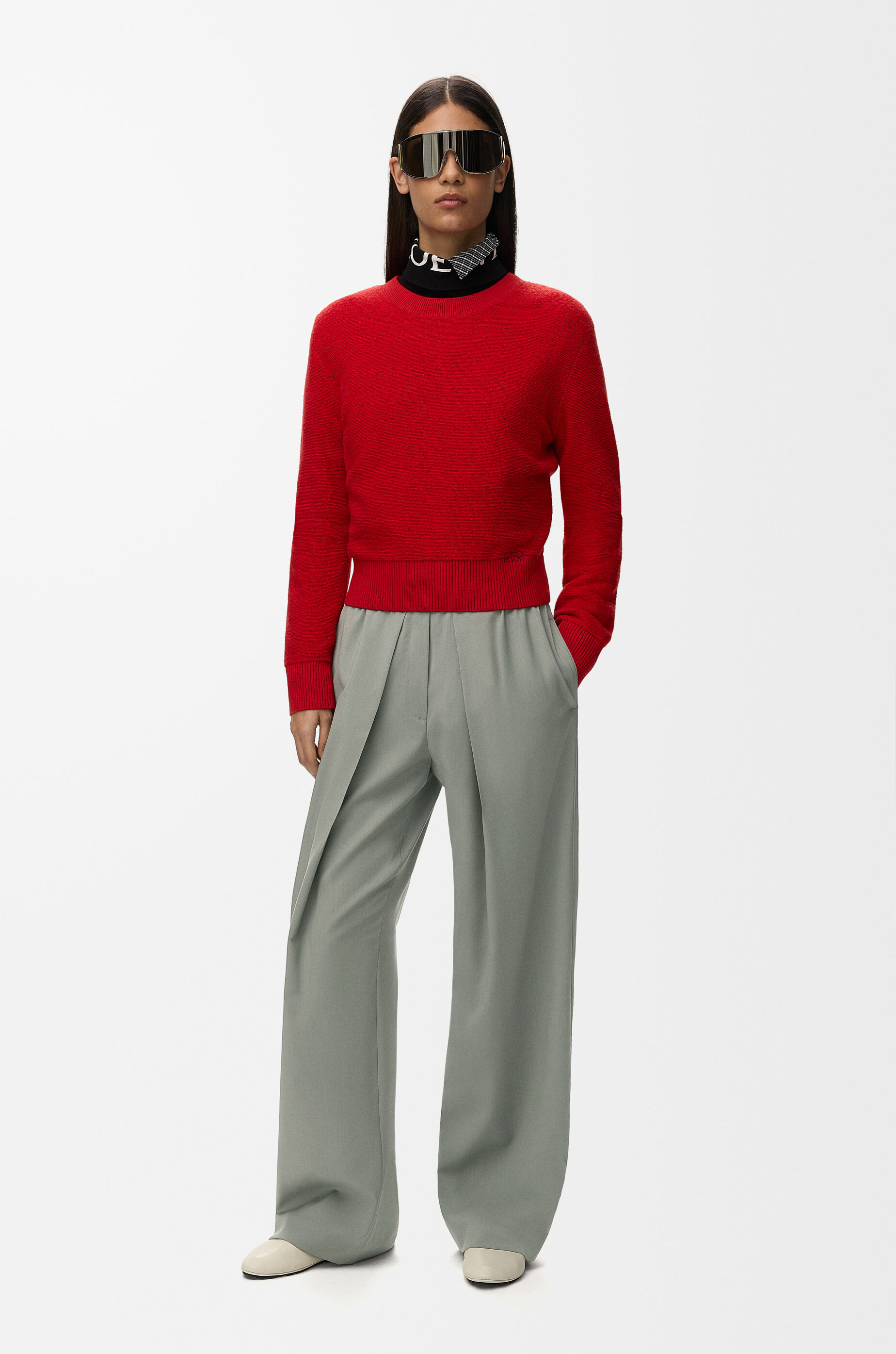 LOEWE Elasticated trousers in wool Light Sage