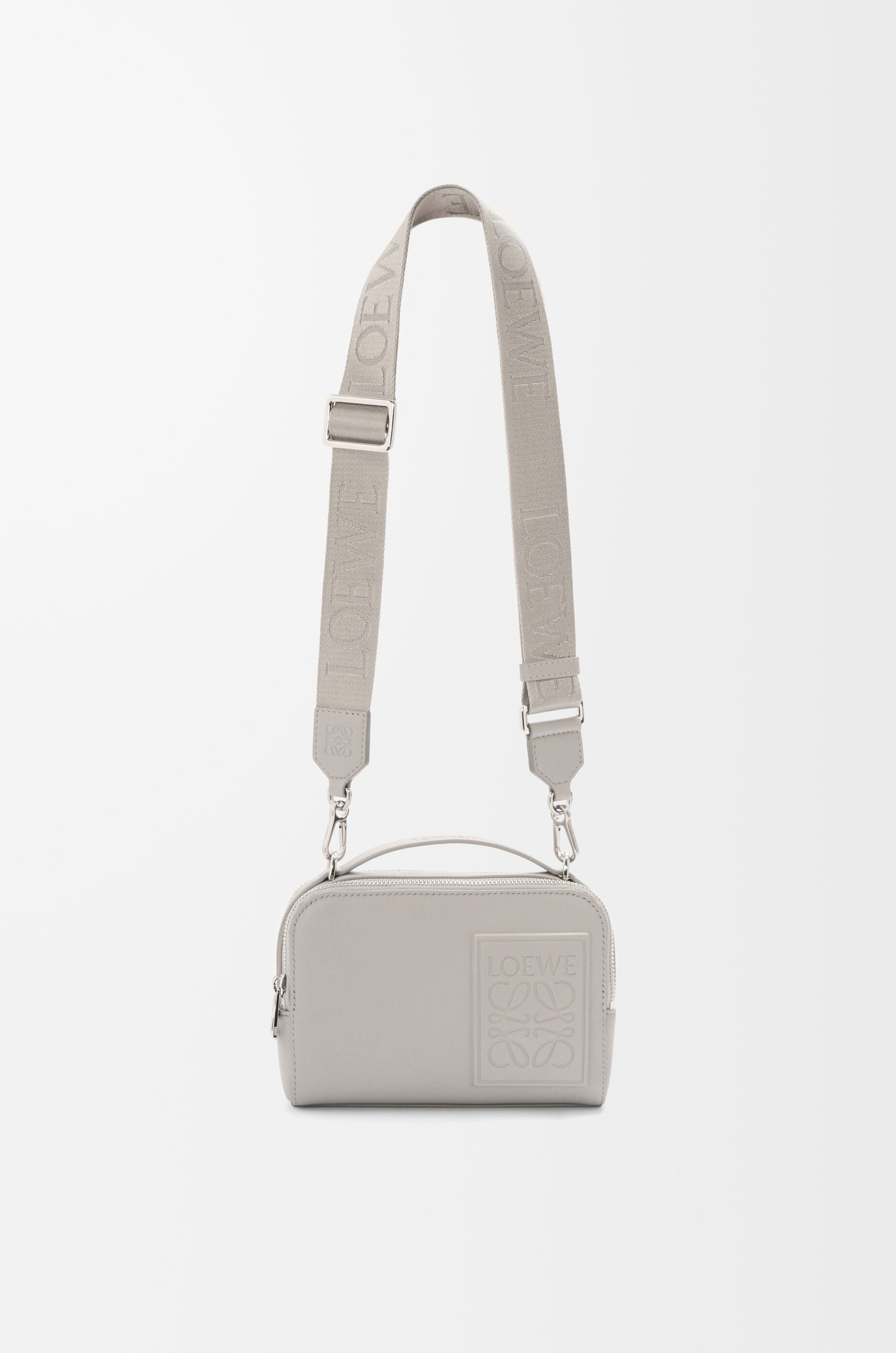 LOEWE Mini crossbody camera bag in satin calfskin Shell Grey